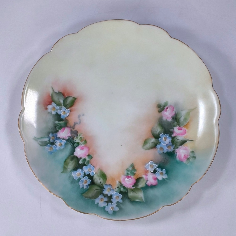 Vintage J&C Bavaria Findlay Porcelain Floral Plate Geo H Bowman Cleveland 7.75"
